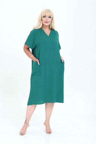 mervemoda Women's Summer V-Neck Woven Dress Short Sleeve Dress Below the Knee