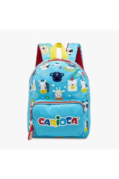 CARIOCA Animal Print Backpack with Zip Closure and Laptop Compartment - 28x23x12 cms