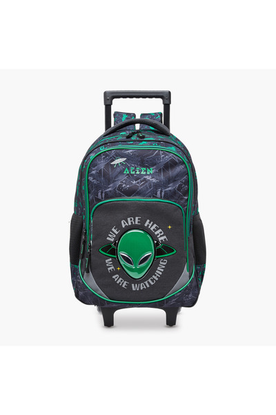 Lifestyle حقيبة ظهر بعجلات بطبعة فضائيّة مقاس 17 بوصة بمقبض قابل للسحب وسحاب ...