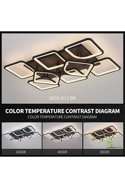 Sueva Black LED Chandelier with 2.4G wifi Remote Control with adjustable light/cold/warm/neutral intensity