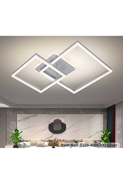 Sueva Square Silver Led Chandelier With 2.4g Wifi Remote Control, Light/cold/warm/neutral, Intensity