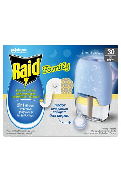 Raid Electric Raid Family Liquid Device Against Mosquitoes, 21 ml, Discreet Light, 30 Nights