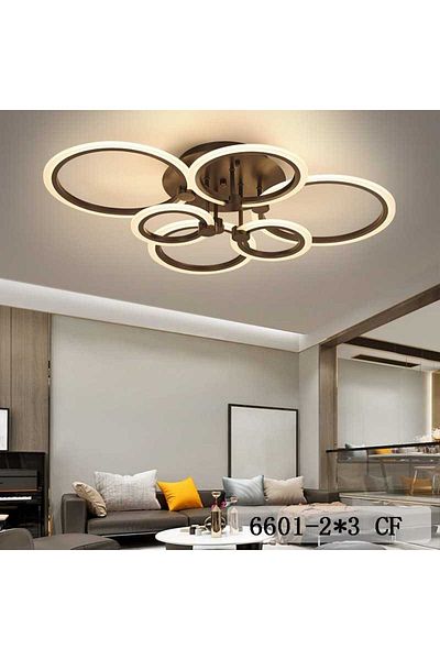 Sueva LED Chandelier 6 Circles Brown with 2.4G WiFi Remote Control with adjustable light/cold/warm/neutral