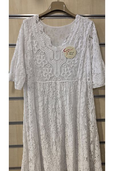 Park Moda Ιταλικό βαμβακερό φόρεμα με δαντέλα