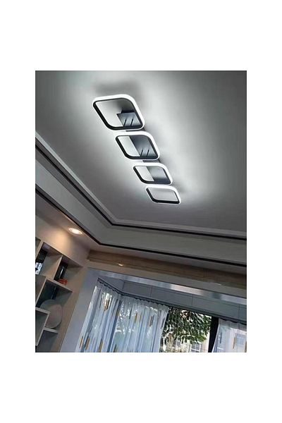Sueva Led Chandelier With 4 Squares, 2.4g Wifi Remote Control Black Light/cold/warm/neutral Intensity