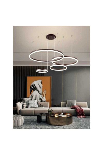 Sueva Brown LED Chandelier 4 circles with 2.4G wifi remote control adjustable light/cold/warm/neutral