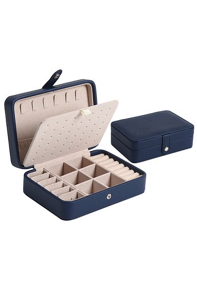 Choice jingman-navy Portable Jewelry Storage Box 2023 New High-end Exquisite Large Capacity Travel Jewelry