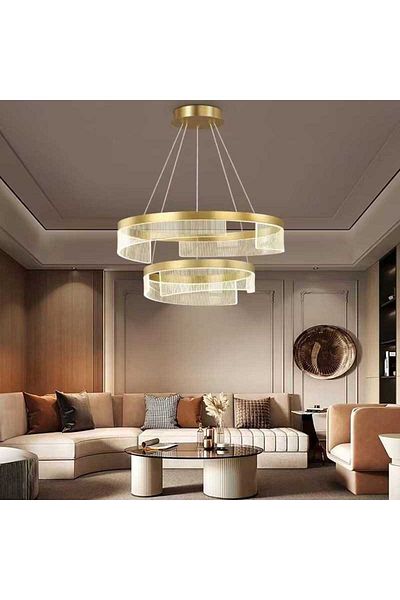 Sueva Minimalist Ring Led Chandelier With 2.4g Wifi Remote Control, Light/cold/warm/neutral, Intensity