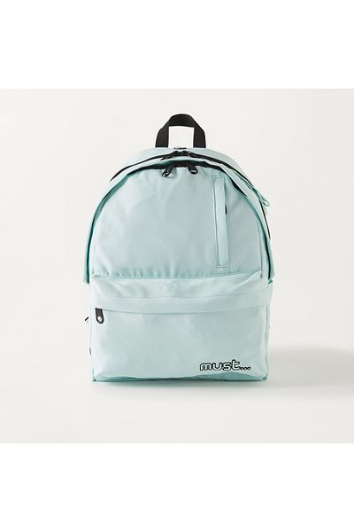 MUST Solid 16-inch Backpack with USB Port and Zip Closure - 32x19x42 cm