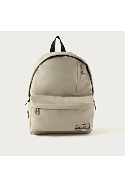 MUST Must Solid 16 Inch Backpack with Adjustable Shoulder Straps and Zip Clos...