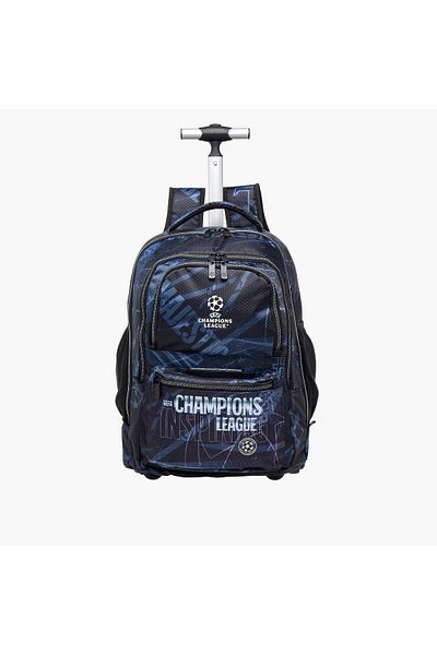 CHAMPIONS League Printed Trolley Backpack with Adjustable Straps and Zip Closure - 35x23x51 cms