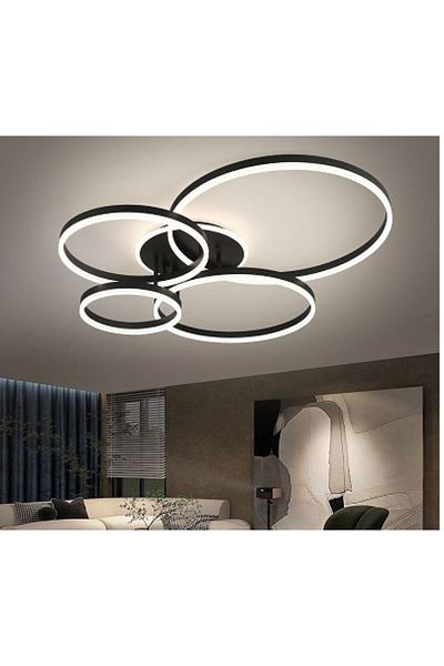 Sueva Led Chandelier 360w Black 4 Lights, 2.4g Wifi Remote Control Light/cold/warm/neutral Intensity