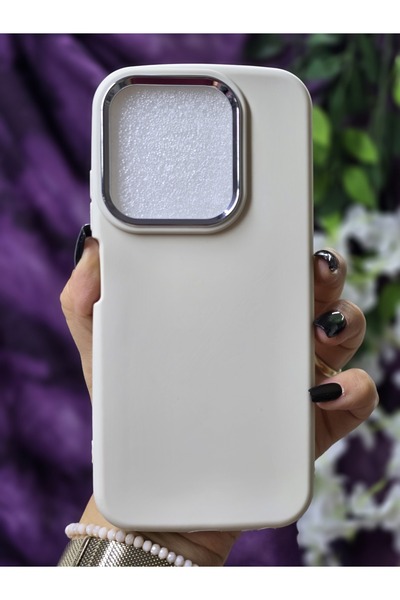 Magic Ring Tecno Spark 10 Compatible Matte Cream Silicone Case with Metal Camera Frame