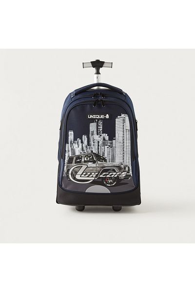 Unique -1 Graphic Print 17-inch Trolley Backpack with Wheels - 34x24x49 cms