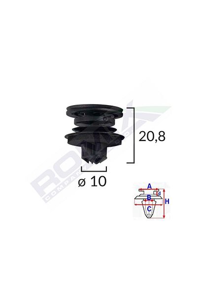 ROMİX Upholstery Clips For Vag Group - Black Set of 10 Pieces
