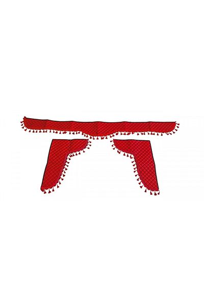 CED AUTO TRADE Set of 3 eco-leather curtains for truck, universal compatible with MAN, red color