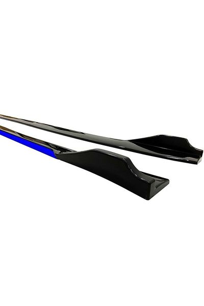 CED AUTO TRADE Set 2 Prelungiri praguri tuning 210 cm, negru lucios cu buza albastra