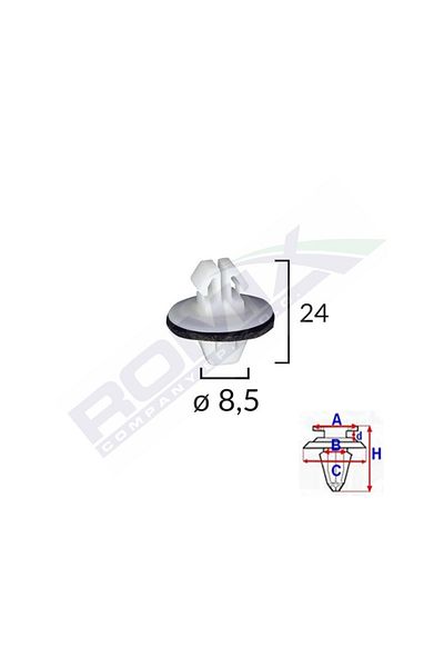 ROMİX Clips Fixare Elemente Exterioare Pentru Suzuki/Toyota 8.5X24Mm - Alb Set 10 Buc