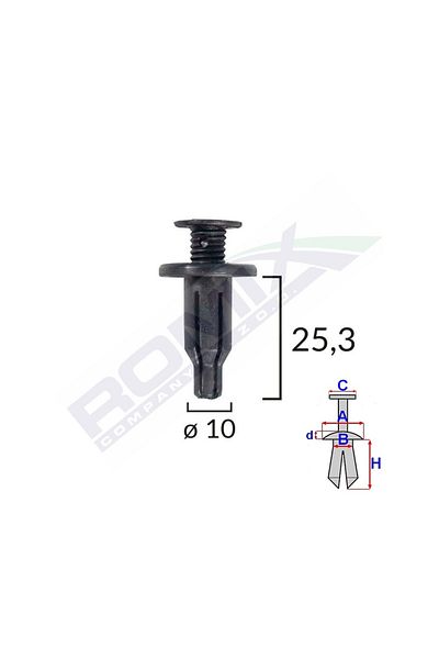 ROMİX Clips Fixare Pentru Honda/Hyundai/Lexus/Toyota/Kia - Fixare Masca Fata - Negru Set 10 Buc