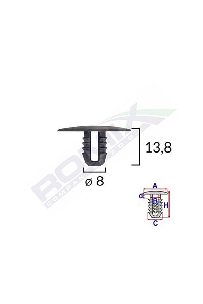 ROMİX Clips Fixare Capac Motor Pentru Ford 8X13.8Mm - Negru Set 10 Buc