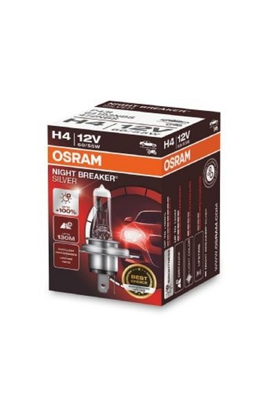 Osram Bec 12V H4 60/55 W Întrerupător de noapte Argintiu +100% Osram