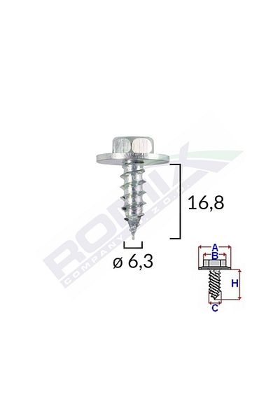 ROMİX Surub Cu Saiba Universal 6.3X16.8Mm Set 10 Buc
