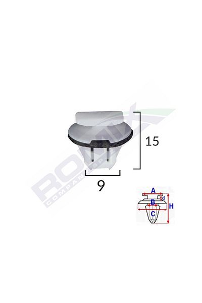 ROMİX Bumper Fixing Clips For Nissan 9X15Mm White Set Of 5 Pieces
