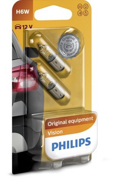 Philips Set 2 Becuri 12V H6W Bax9S (Blister) Vision Philips