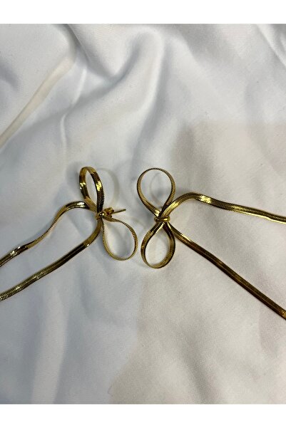 Fam&Co Jewelry Altın Renk Fiyonk Tasarımlı Uzun Sallantılı Küpe – Zarif ve Şık Model