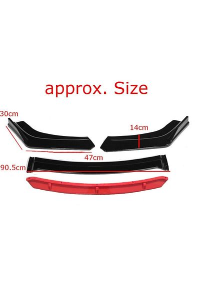 CED AUTO TRADE Civic Design front bumper extension, glossy black with blue lip, 4 pieces