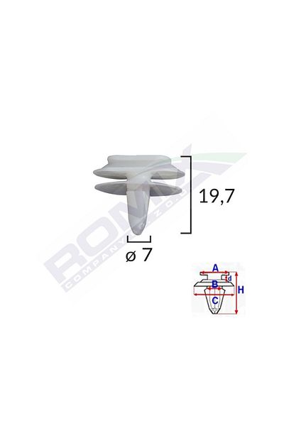 ROMİX Clips Fixare Elemente Exterioare Pentru Renault 7X19.7Mm - Alb Set 10 Buc