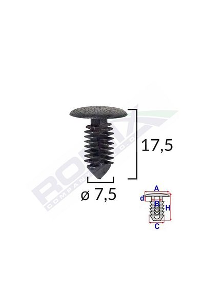 ROMİX Clips Tapiterie Pentru Opel/Citroen/Peugeot - Negru Set 10 Buc