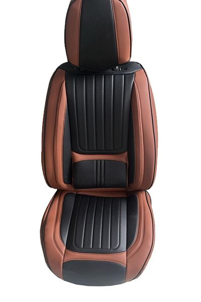 CED AUTO TRADE Set huse scaune auto universale, piele ecologica, negru cu maro, fata-spate