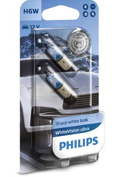 Philips SET 2 BECURI 12V H6W BAX9S (blister) WHITE VISION ULTRA PHILIPS