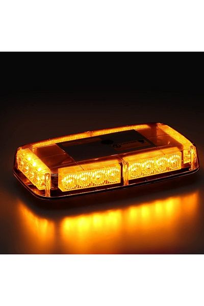 CED AUTO TRADE Mini rampa Girofar LED Cu Magnet, 12V, 24W, IP65, 31x16x7 cm, sticla portocalie