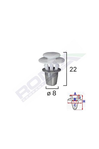 ROMİX Clips Fixare Elemente Exterioare Pentru Seat Vw 8X22Mm - Alb Set 10 Buc