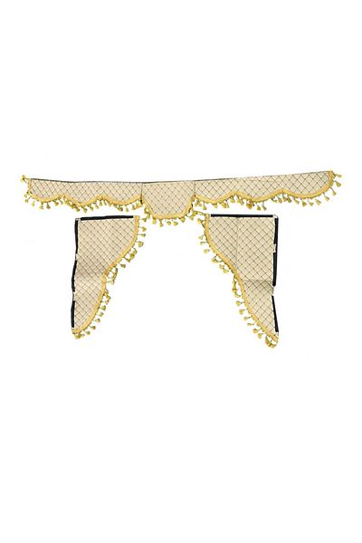 CED AUTO TRADE Set of 3 eco-leather curtains for truck, universal compatible with MAN, cream color