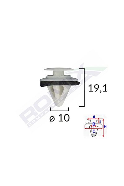 ROMİX Upholstery Clips For Mazda/Subaru 10X19.1Mm - White Set of 10 Pieces