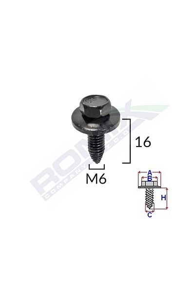 ROMİX Surub Fixare Bara Protectie Pentru Peugeot, Citroen 6X16Mm Set 5 Buc