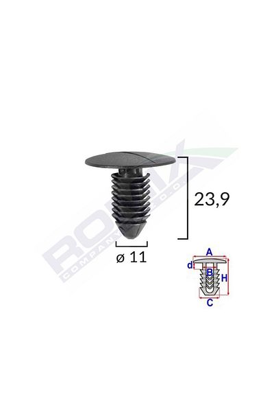 ROMİX Clips Tapiterie Pentru Gm 11X23.9Mm - Negru Set 10 Buc