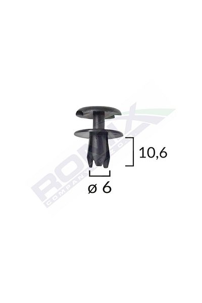 ROMİX Fixing Clips For Opel 6X10.6Mm - Black Set of 10 Pieces