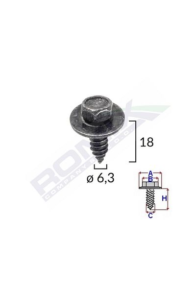 ROMİX Hexagon Head Screw With Diameter 6.2 Mm Set of 10 Pieces