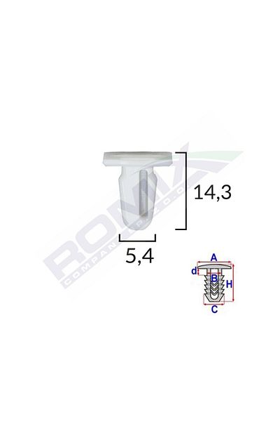 ROMİX Clips Fixare Prag Pentru Bmw 5.4X14.3Mm - Alb Set 10 Buc