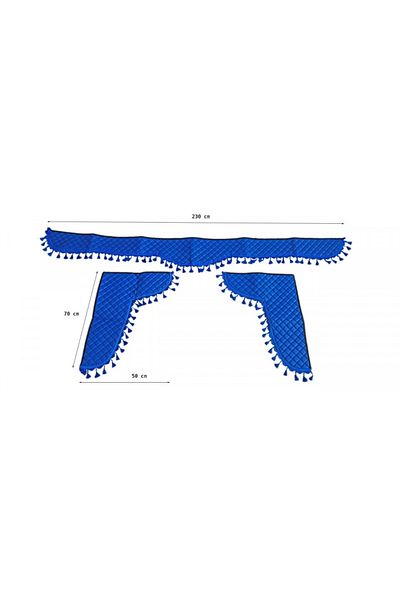 CED AUTO TRADE Set of 3 eco-leather curtains for trucks, universal compatible with Volvo, blue color