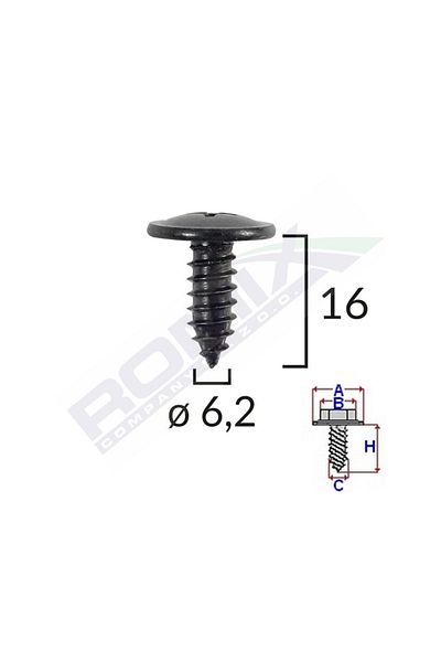 ROMİX Surub Fixare Elemente Exterior Pentru Toyota, Kia, Hyundai 6.2X16Mm Set 10 Buc