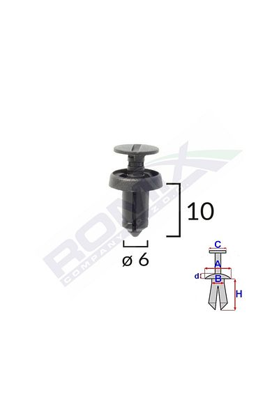 ROMİX Fixing Clips For Dacia Renault 6X10Mm - Black Set of 10 Pieces
