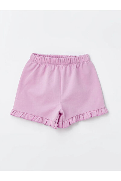 LC Waikiki Lcw Kids Ecru Printed Baby Girl Shorts with Elastic Waist, Pack of 2