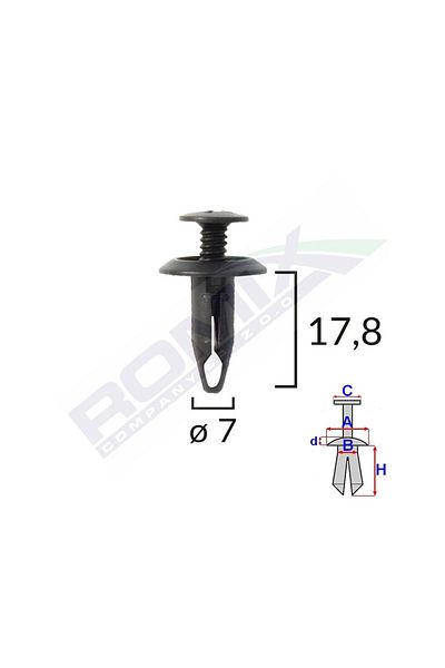 ROMİX Ford Fastening Clips - Black Set of 10 Pieces