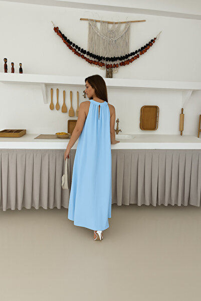 OTAKU Kadın Büzgü Yaka Salaş Yazlık Midi Elbise