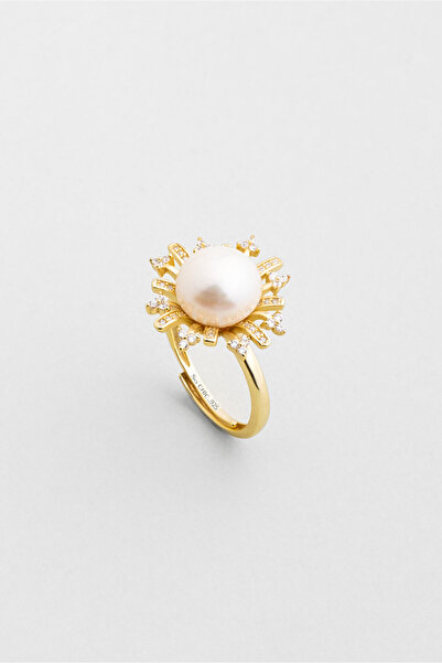 So CHIC... Rönesans 18 Ayar Sarı Altın Kaplama Ayarlanabilir Gümüş Yüzük